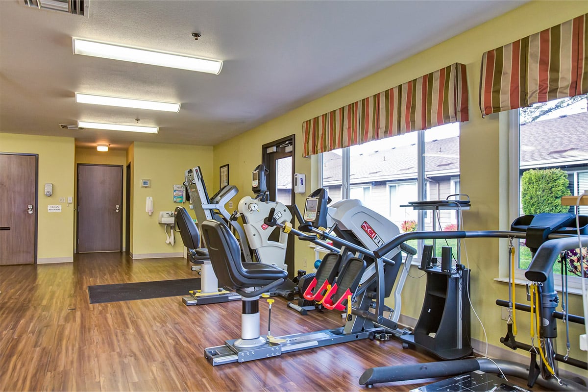Therapy machines in rehab gym at South Creek Post Acute